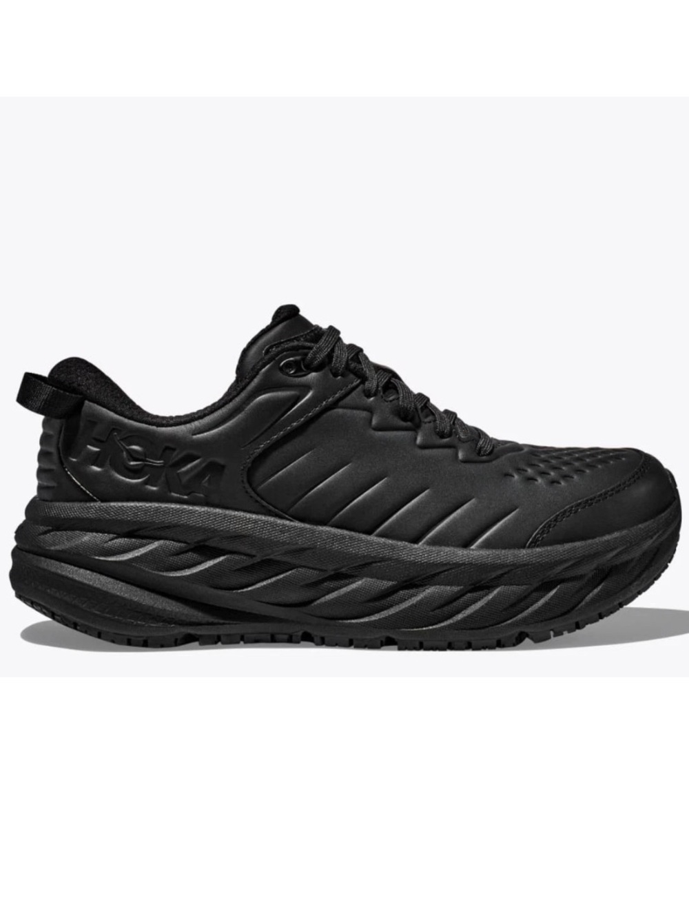 Hoka Bondi Sr Triple Black Oil &Slip Resistant Leather Men’s Sz 13